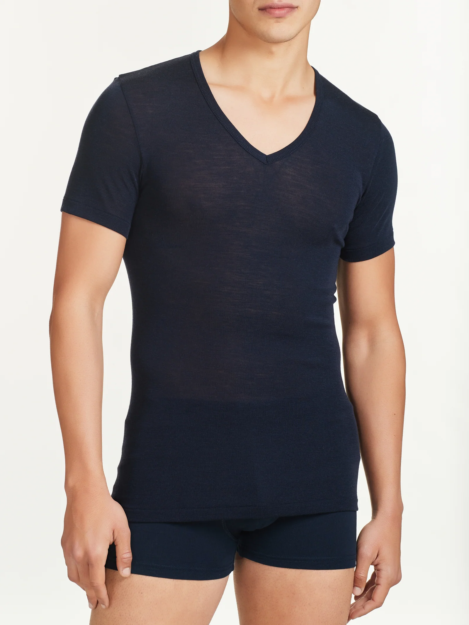Wonderwool - Maglietta scollo a V in lana - Blu/Navy - Image 2