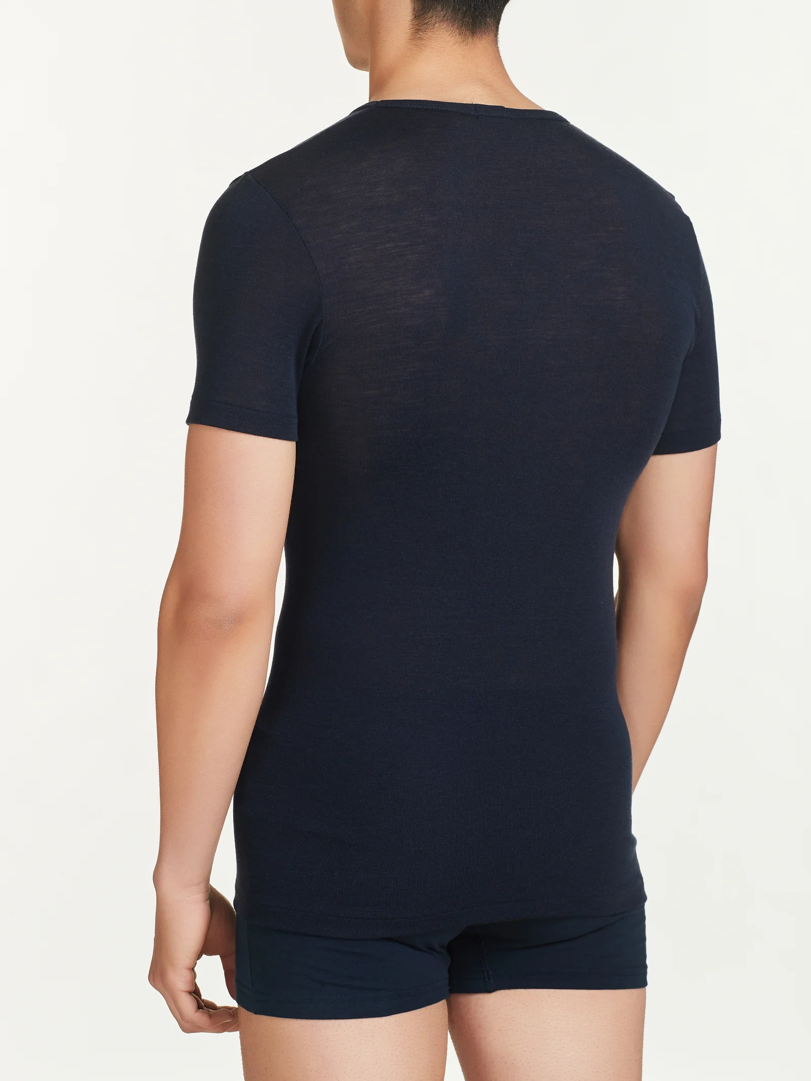 Wonderwool - Maglietta scollo a V in lana - Blu/Navy - Image 4